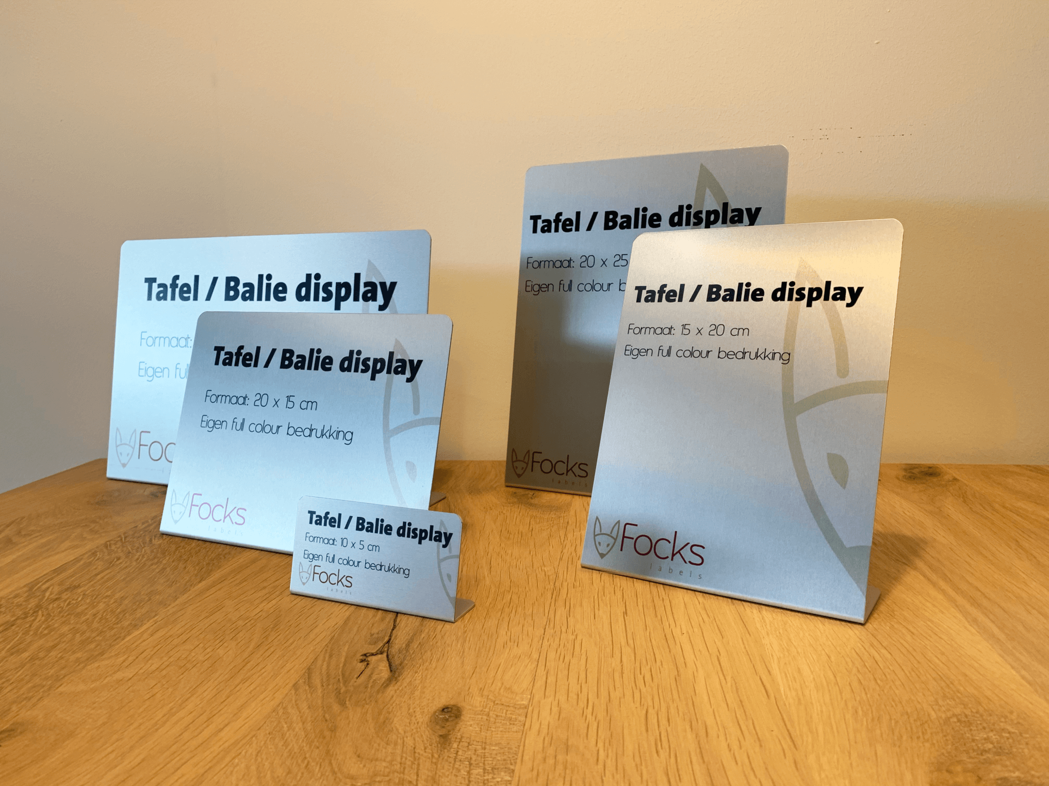 Standaard tafel/baliedisplays bestellen via webshop – Focks Labels